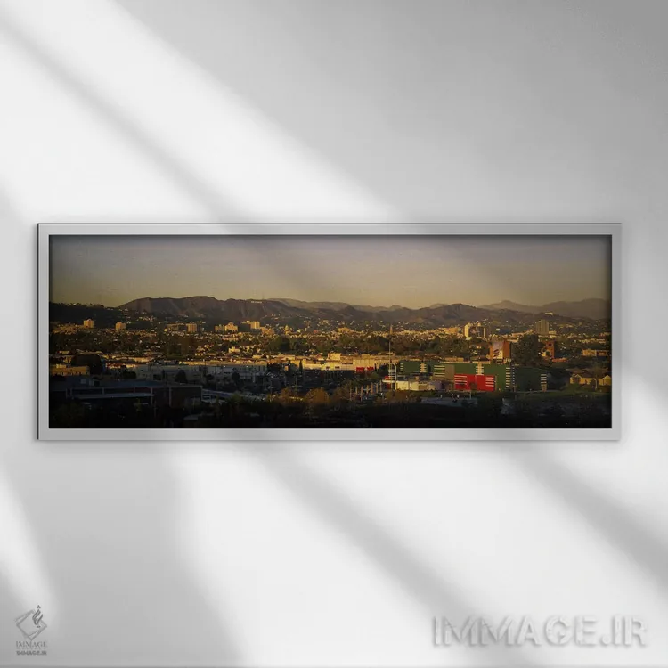 تابلو دکوراتیو San Gabriel Mountains, Hollywood Hills, City of Los Ang… اثر پانورامیک ایمجز - نمای قابدار سفید