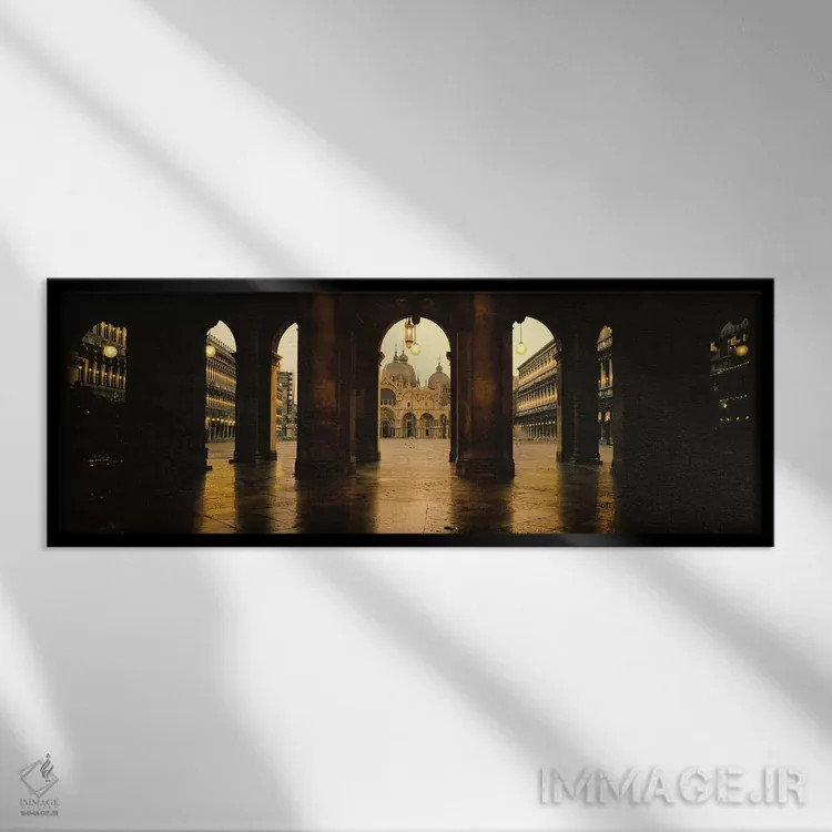 تابلو دکوراتیو Venice, Italy,کلیسای جامع سن مارکو از نمای طاق مقابل ان… اثر پانورامیک ایمجز - نمای قابدار مشکی