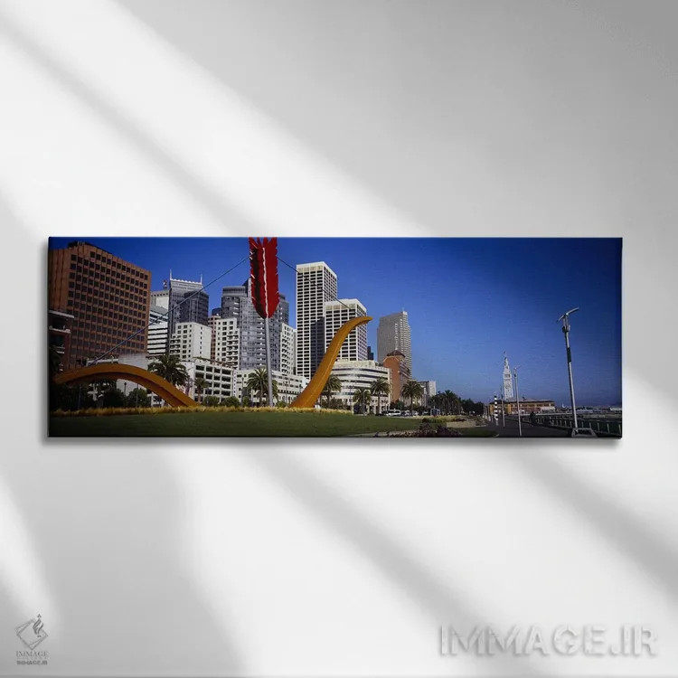 تابلو دکوراتیو California, USA,نمای زاویه پایین از یک مجسمه در مقابل س… اثر پانورامیک ایمجز - نمای روبهرو روی دیوار