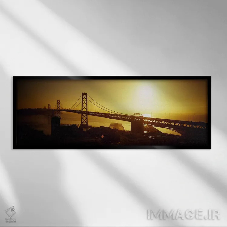 تابلو دکوراتیو San Francisco, California, USA,نمای زاویه بالا از پل مع… اثر پانورامیک ایمجز - نمای قابدار مشکی