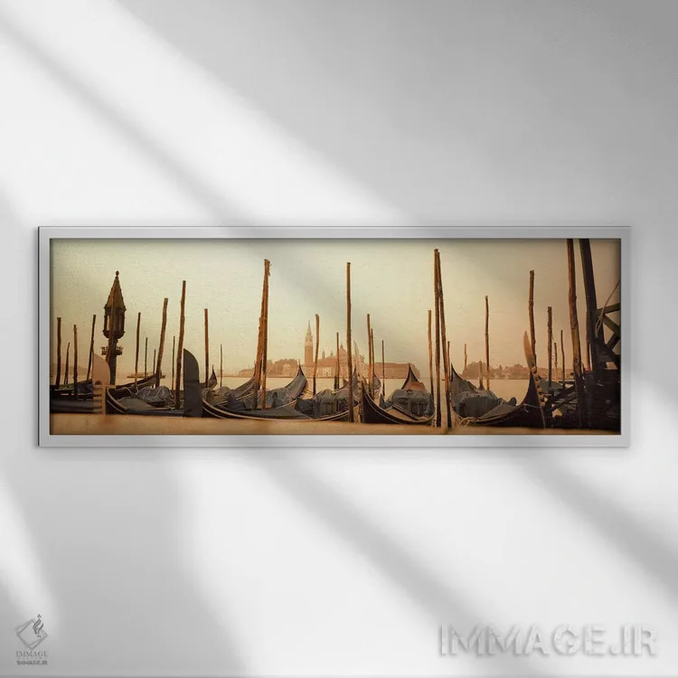 تابلو دکوراتیو San Marco Giardinetti Terminal, Venice, Italy,گوندولاها… اثر پانورامیک ایمجز - نمای قابدار سفید