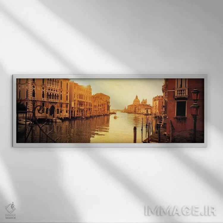 تابلو دکوراتیو Grand Canal, Venice, Italy,ملک ساحلی، کانال گراند، ونیز… اثر پانورامیک ایمجز - نمای قابدار سفید