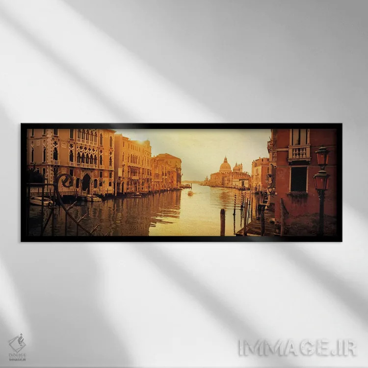تابلو دکوراتیو Grand Canal, Venice, Italy,ملک ساحلی، کانال گراند، ونیز… اثر پانورامیک ایمجز - نمای قابدار مشکی