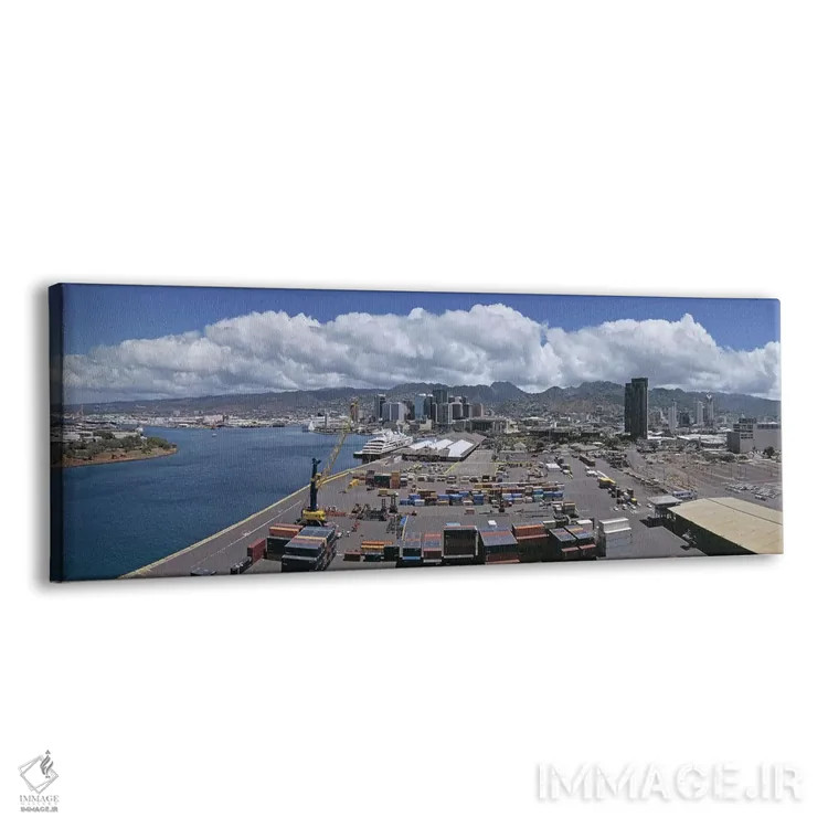 تابلو دکوراتیو Oahu, Hawaii, USA,کانتینرهای باری در یک بندر، هونولولو… اثر پانورامیک ایمجز - نمای پرسپکتیو محصول