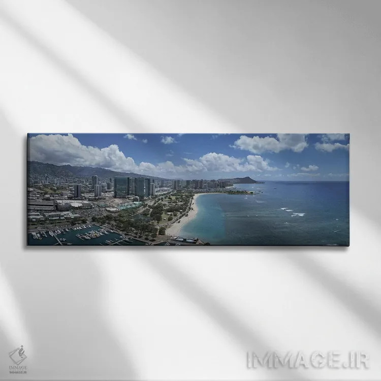 تابلو دکوراتیو Oahu, Hawaii, USA,ساختمان ها در یک شهر، هونولولو، اوآهو… اثر پانورامیک ایمجز - نمای روبهرو روی دیوار