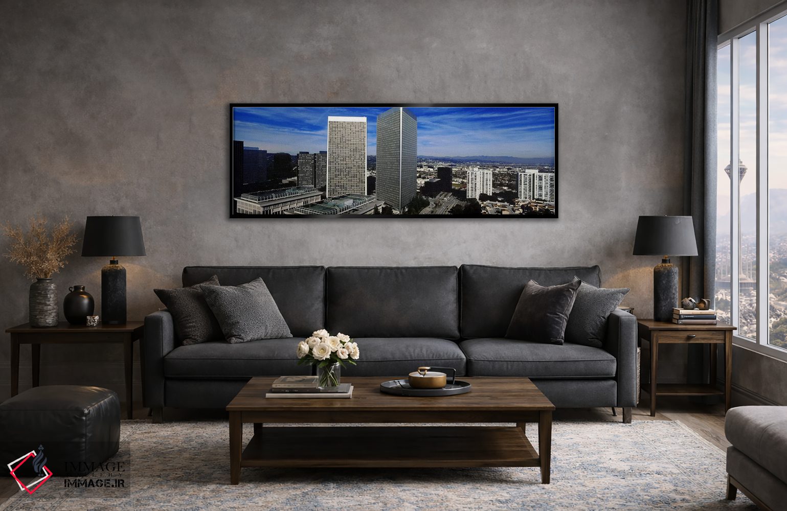 تابلو دکوراتیو San Gabriel Mountains, Hollywood Hills, Century City, C… اثر پانورامیک ایمجز - D6B