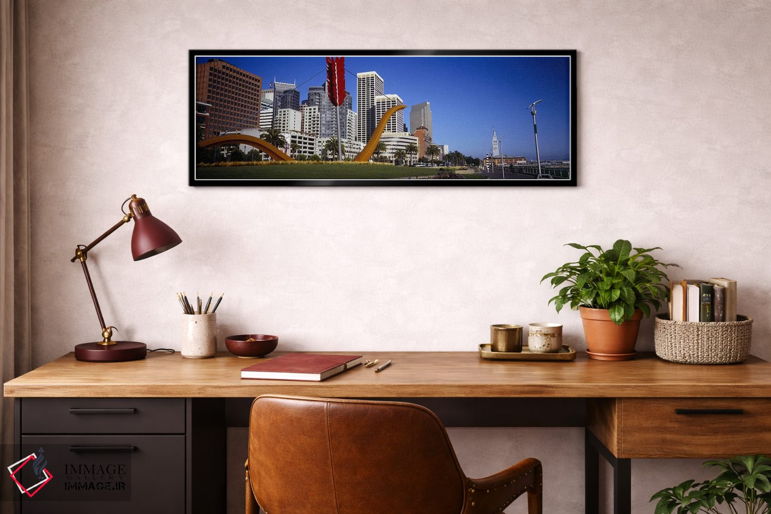 تابلو دکوراتیو California, USA,نمای زاویه پایین از یک مجسمه در مقابل س… اثر پانورامیک ایمجز - D4B