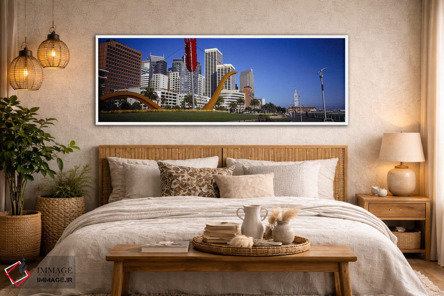 تابلو دکوراتیو California, USA,نمای زاویه پایین از یک مجسمه در مقابل س… اثر پانورامیک ایمجز - D5W