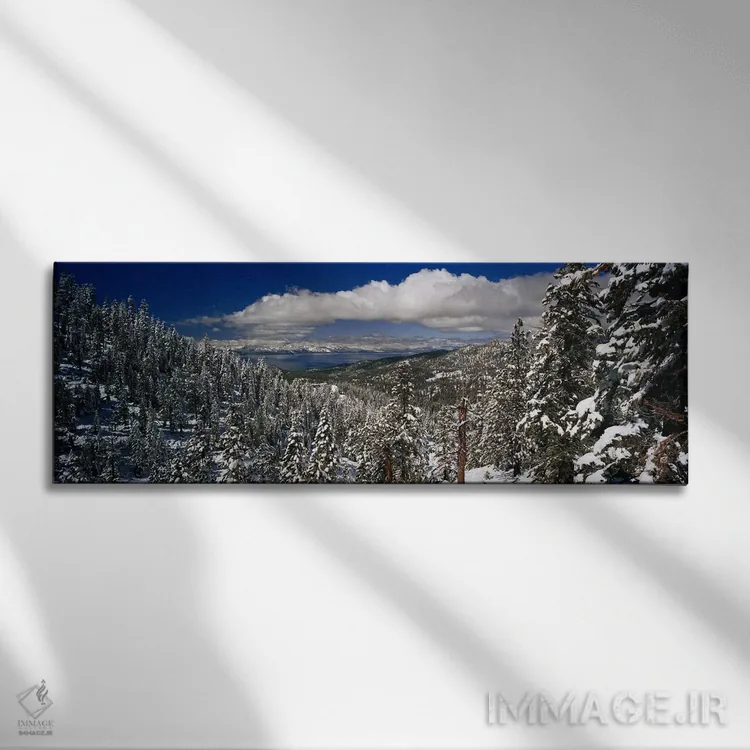تابلو دکوراتیو Lake Tahoe, Sierra Nevada,منظره جنگلی آلپی زمستانی، دری… اثر پانورامیک ایمجز - نمای روبهرو روی دیوار