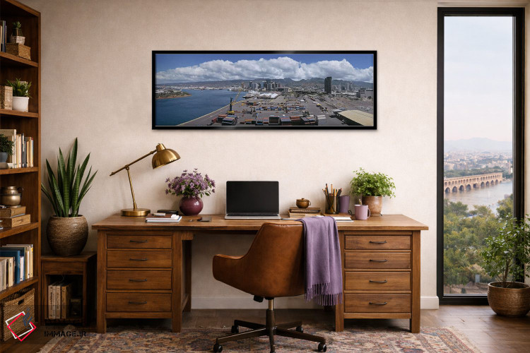 تابلو دکوراتیو Oahu, Hawaii, USA,کانتینرهای باری در یک بندر، هونولولو… اثر پانورامیک ایمجز - D3B