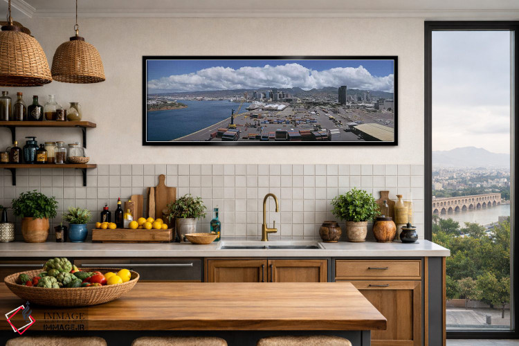 تابلو دکوراتیو Oahu, Hawaii, USA,کانتینرهای باری در یک بندر، هونولولو… اثر پانورامیک ایمجز - D4B