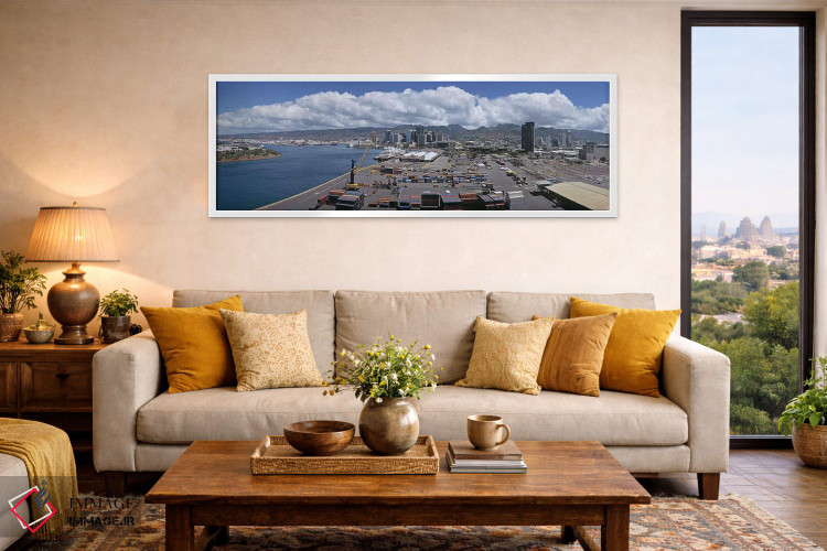 تابلو دکوراتیو Oahu, Hawaii, USA,کانتینرهای باری در یک بندر، هونولولو… اثر پانورامیک ایمجز - D5W