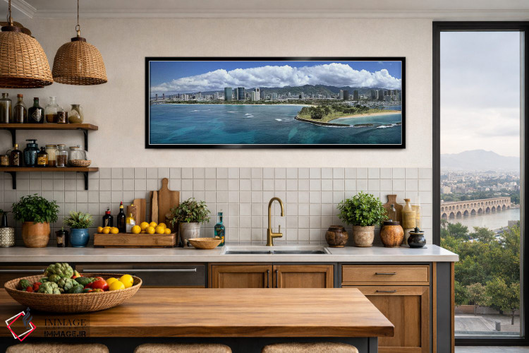 تابلو دکوراتیو Honolulu, Oahu, Hawaii, USA,ساختمان های ساحلی، هونولولو… اثر پانورامیک ایمجز - D3B