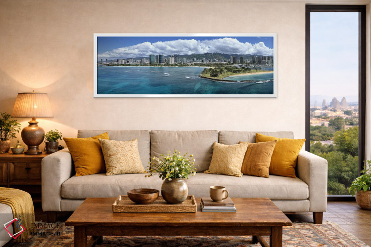 تابلو دکوراتیو Honolulu, Oahu, Hawaii, USA,ساختمان های ساحلی، هونولولو… اثر پانورامیک ایمجز - D4W