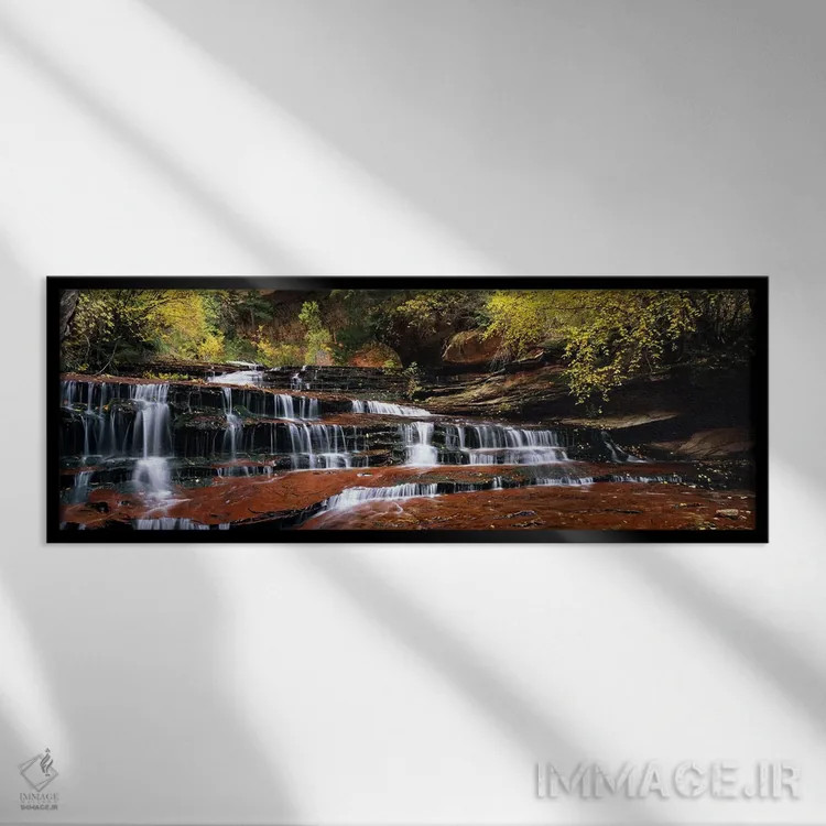 تابلو دکوراتیو North Creek, Zion National Park, Utah, USA,آبشار در یک… اثر پانورامیک ایمجز - نمای قابدار مشکی
