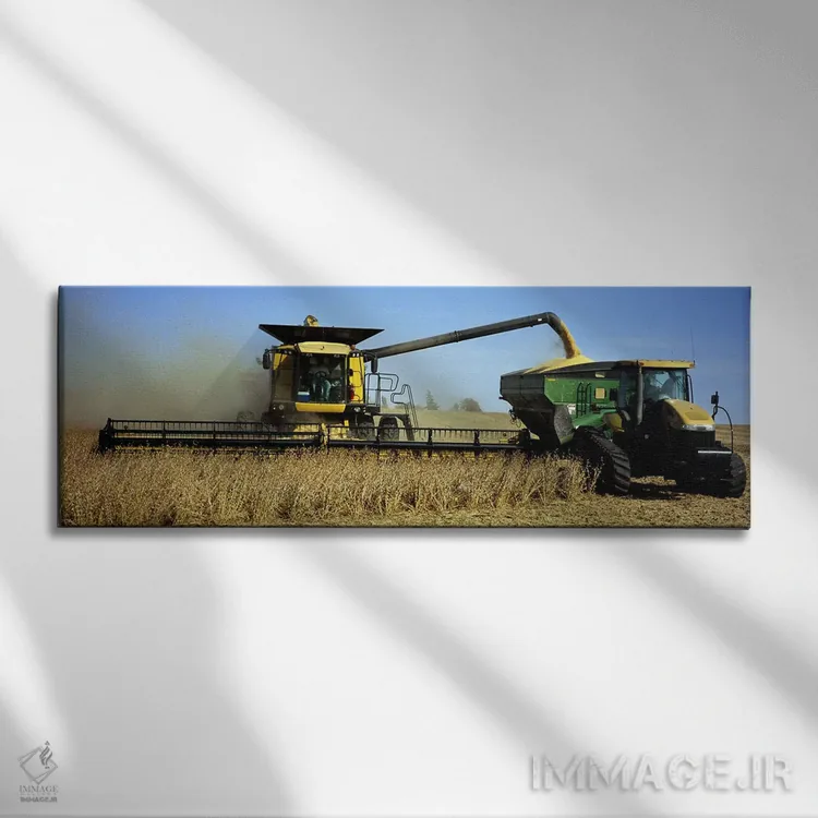 تابلو دکوراتیو Minnesota, USA,کمباین برداشت سویا در حال کار، مینه سوتا… اثر پانورامیک ایمجز - نمای روبهرو روی دیوار