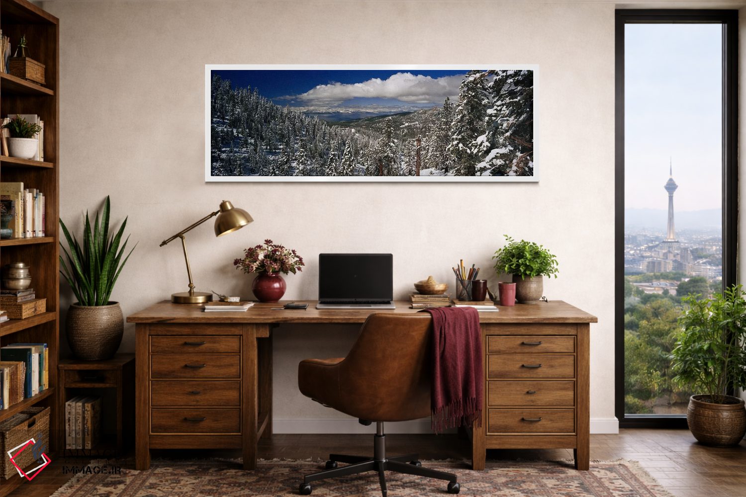 تابلو دکوراتیو Lake Tahoe, Sierra Nevada,منظره جنگلی آلپی زمستانی، دری… اثر پانورامیک ایمجز - D1W