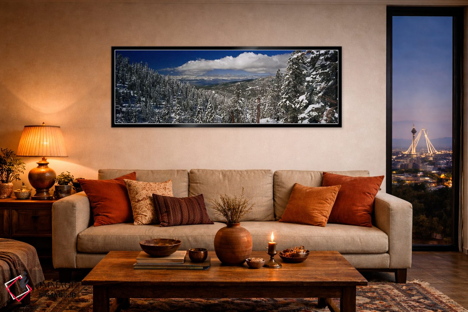 تابلو دکوراتیو Lake Tahoe, Sierra Nevada,منظره جنگلی آلپی زمستانی، دری… اثر پانورامیک ایمجز - D5B