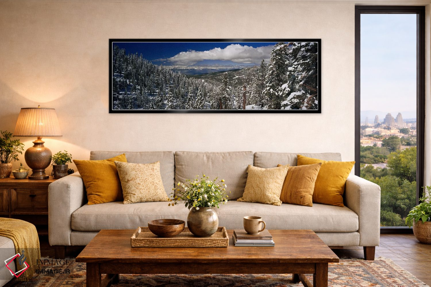 تابلو دکوراتیو Lake Tahoe, Sierra Nevada,منظره جنگلی آلپی زمستانی، دری… اثر پانورامیک ایمجز - D6B