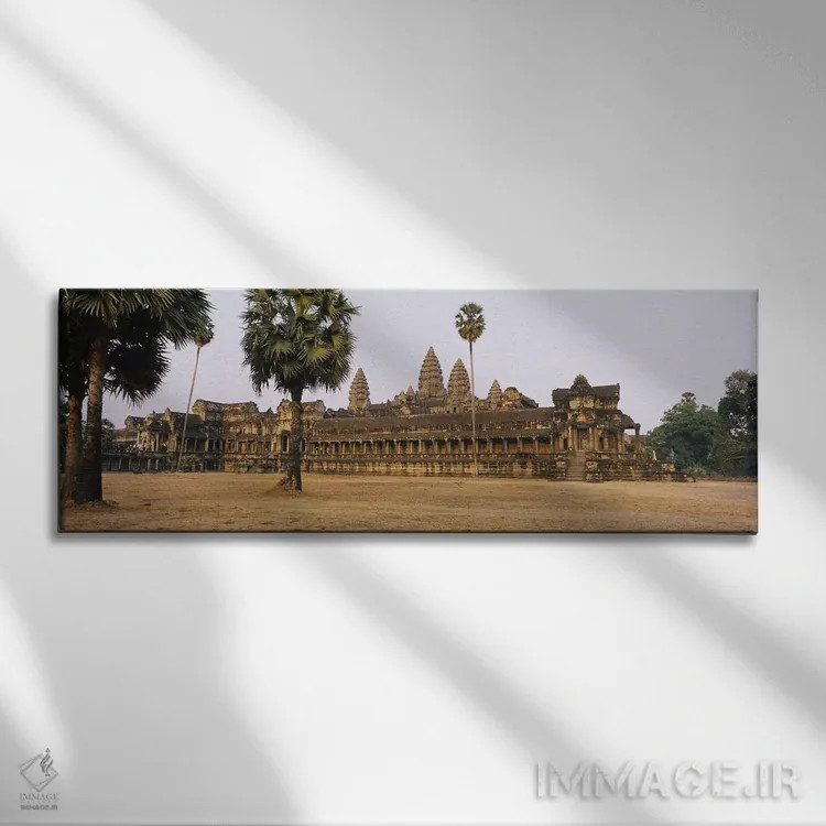 تابلو دکوراتیو Angkor Wat, Siem Reap, Cambodia #2,نمای روبه روی یک معب… اثر پانورامیک ایمجز - نمای روبهرو روی دیوار