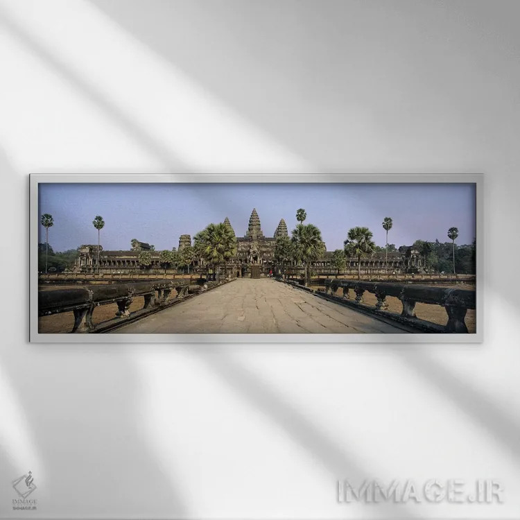 تابلو دکوراتیو Angkor Wat, Siem Reap, Cambodia,مسیر منتهی به معبد قدیم… اثر پانورامیک ایمجز - نمای قابدار سفید