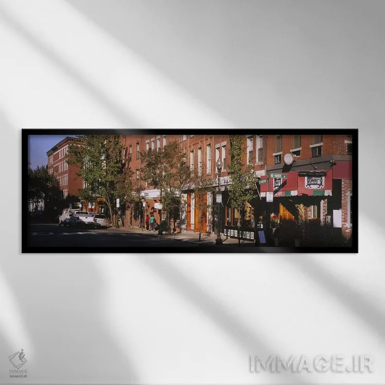 تابلو دکوراتیو North End, Boston, Massachusetts, USA,فروشگاه ها در امت… اثر پانورامیک ایمجز - نمای قابدار مشکی