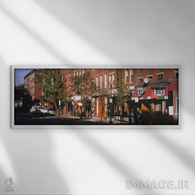 تابلو دکوراتیو North End, Boston, Massachusetts, USA,فروشگاه ها در امت… اثر پانورامیک ایمجز - نمای قابدار سفید