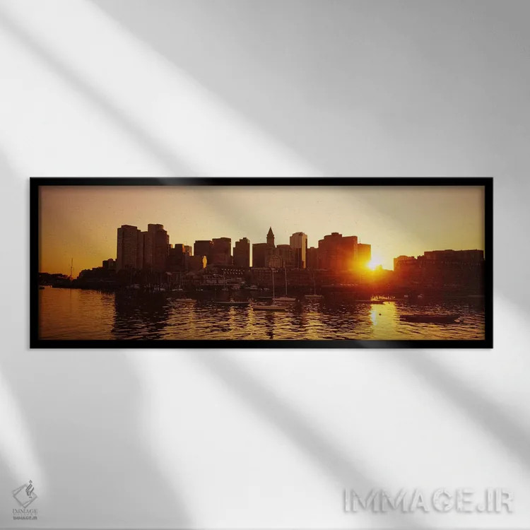 تابلو دکوراتیو Massachusetts, USA,غروب آفتاب بر فراز آسمان خراش ها، بو… اثر پانورامیک ایمجز - نمای قابدار مشکی