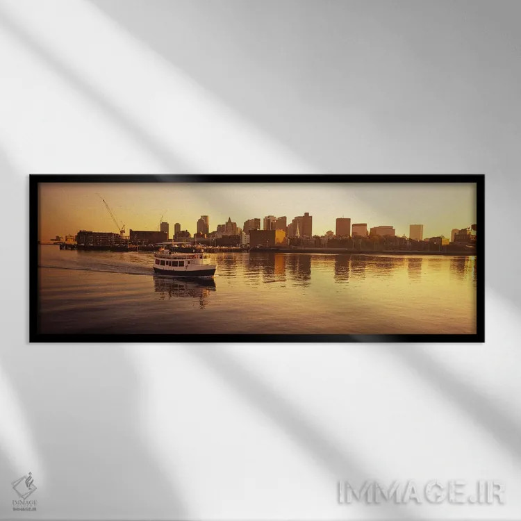 تابلو دکوراتیو Boston, Massachusetts, USA,کشتی مسافربری در حال حرکت در… اثر پانورامیک ایمجز - نمای قابدار مشکی