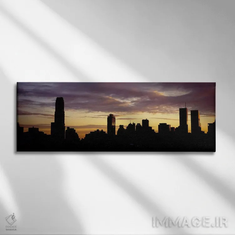 تابلو دکوراتیو Manhattan, New York City, New York State, USA,سیلوئت آس… اثر پانورامیک ایمجز - نمای روبهرو روی دیوار