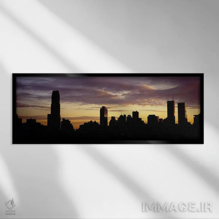 تابلو دکوراتیو Manhattan, New York City, New York State, USA,سیلوئت آس… اثر پانورامیک ایمجز - نمای قابدار مشکی