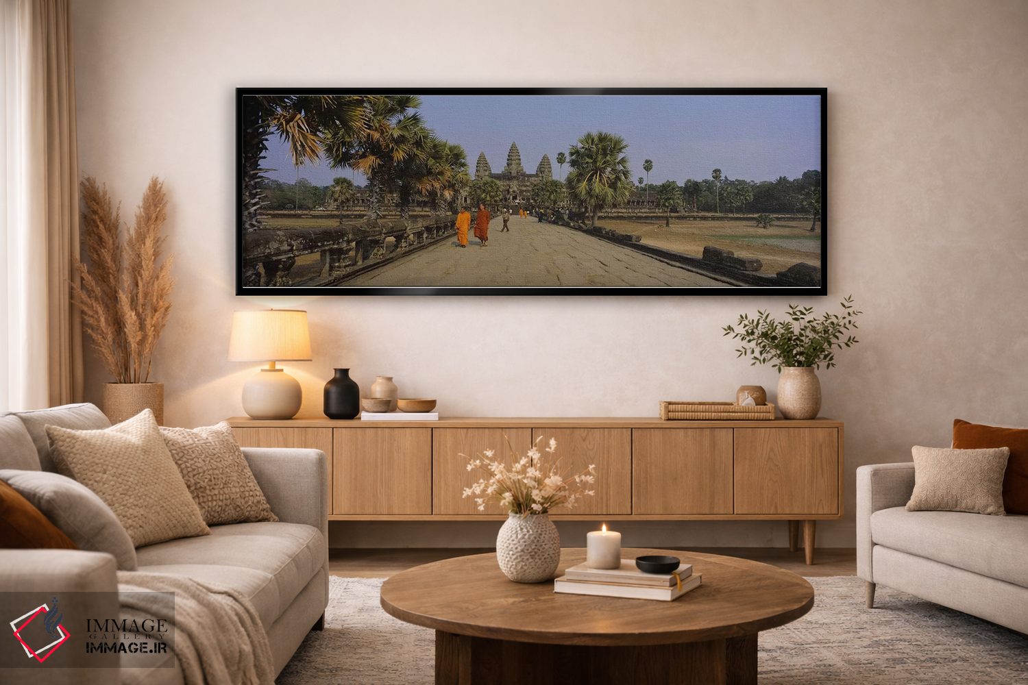 تابلو دکوراتیو Angkor Wat, Siem Reap, Cambodia,دو راهب در حال راه رفتن… اثر پانورامیک ایمجز - D5B