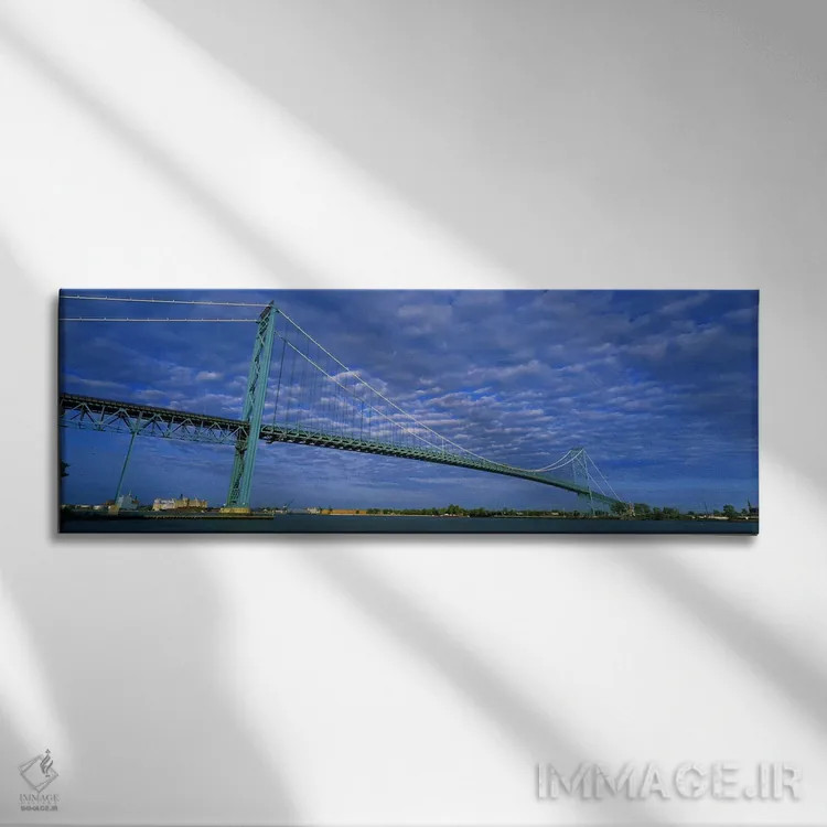 تابلو دکوراتیو Ambassador Bridge, Detroit River, Detroit, Michigan, US… اثر پانورامیک ایمجز - نمای روبهرو روی دیوار
