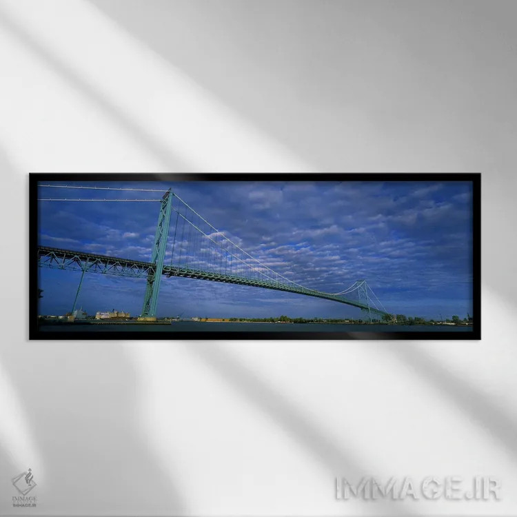 تابلو دکوراتیو Ambassador Bridge, Detroit River, Detroit, Michigan, US… اثر پانورامیک ایمجز - نمای قابدار مشکی