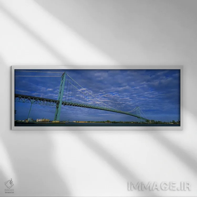 تابلو دکوراتیو Ambassador Bridge, Detroit River, Detroit, Michigan, US… اثر پانورامیک ایمجز - نمای قابدار سفید