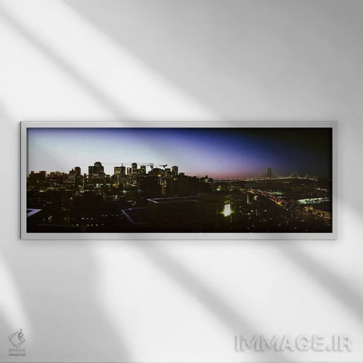 تابلو دکوراتیو San Francisco, California, USA,ساختمان های روشن شده هنگ… اثر پانورامیک ایمجز - نمای قابدار سفید