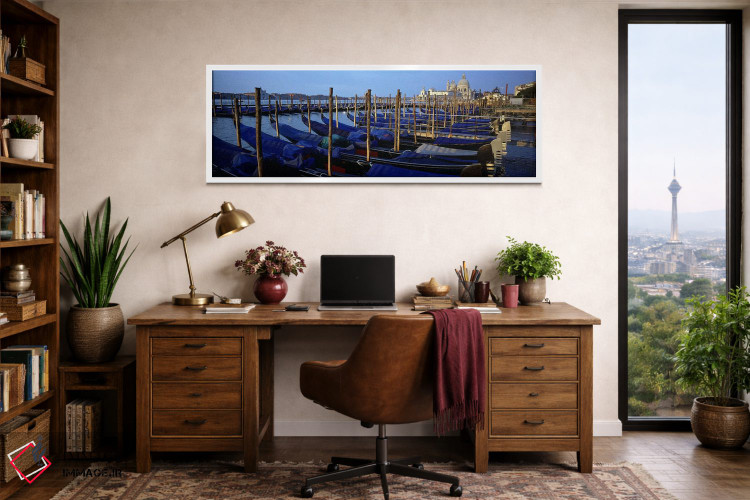 تابلو دکوراتیو Santa Maria Della Salute, Venice, Italy,گوندولاهای پهلو… اثر پانورامیک ایمجز - D1W