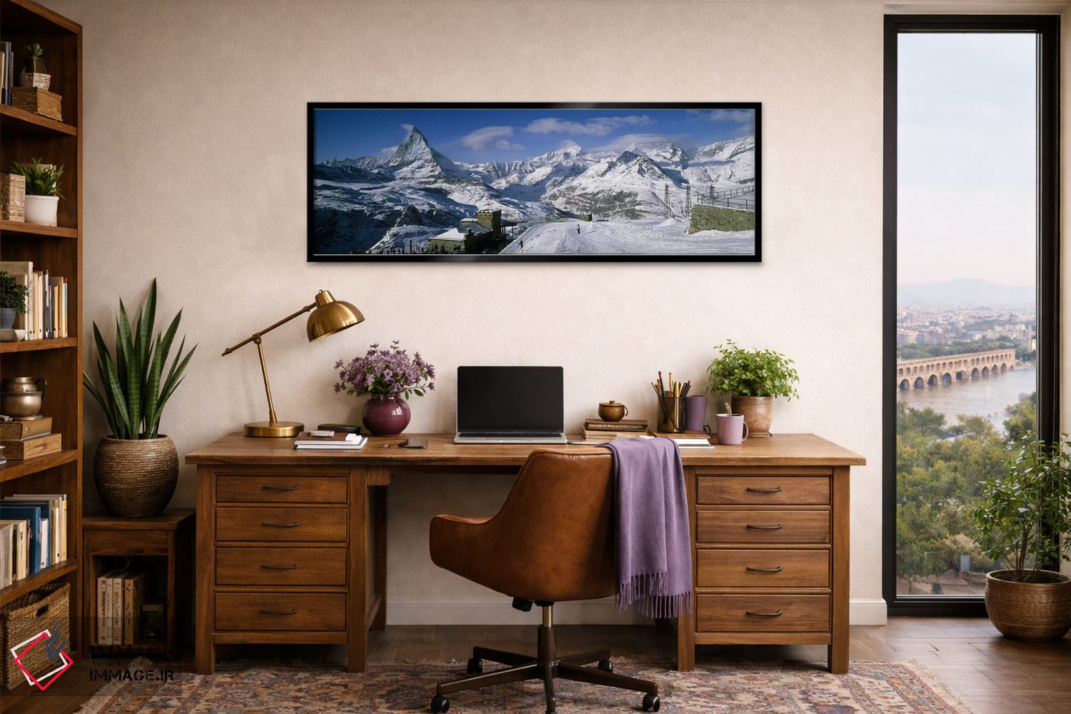 تابلو دکوراتیو Matterhorn, Switzerland,گروهی از افراد در حال اسکی نزدی… اثر پانورامیک ایمجز - D2B