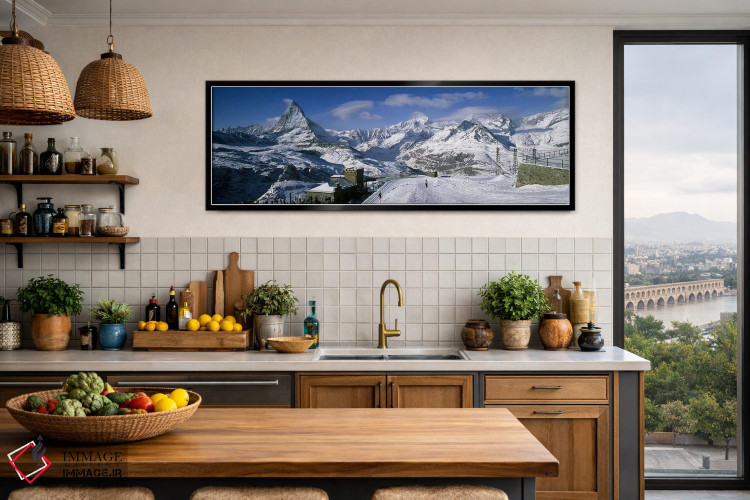 تابلو دکوراتیو Matterhorn, Switzerland,گروهی از افراد در حال اسکی نزدی… اثر پانورامیک ایمجز - D3B