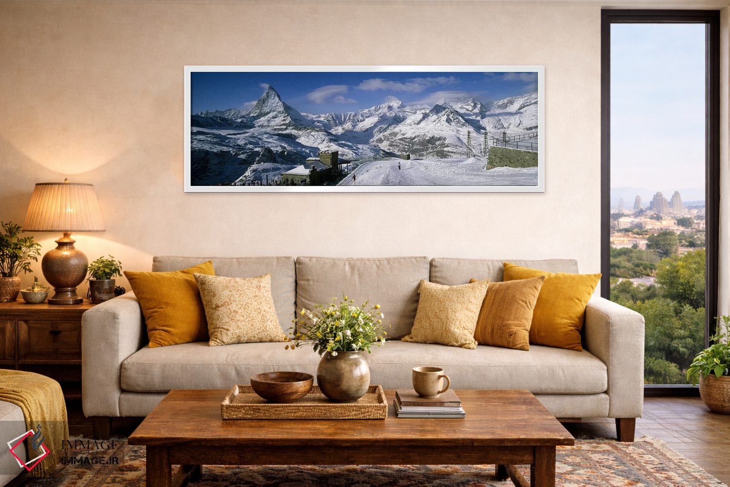 تابلو دکوراتیو Matterhorn, Switzerland,گروهی از افراد در حال اسکی نزدی… اثر پانورامیک ایمجز - D4W