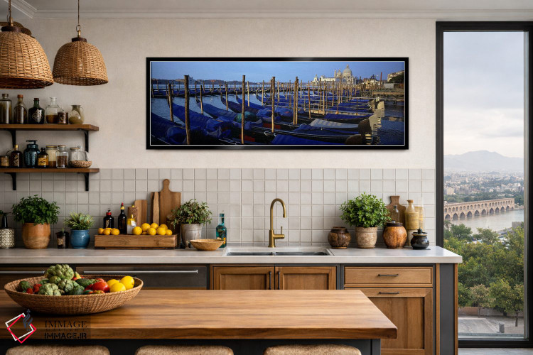 تابلو دکوراتیو Santa Maria Della Salute, Venice, Italy,گوندولاهای پهلو… اثر پانورامیک ایمجز - D3B