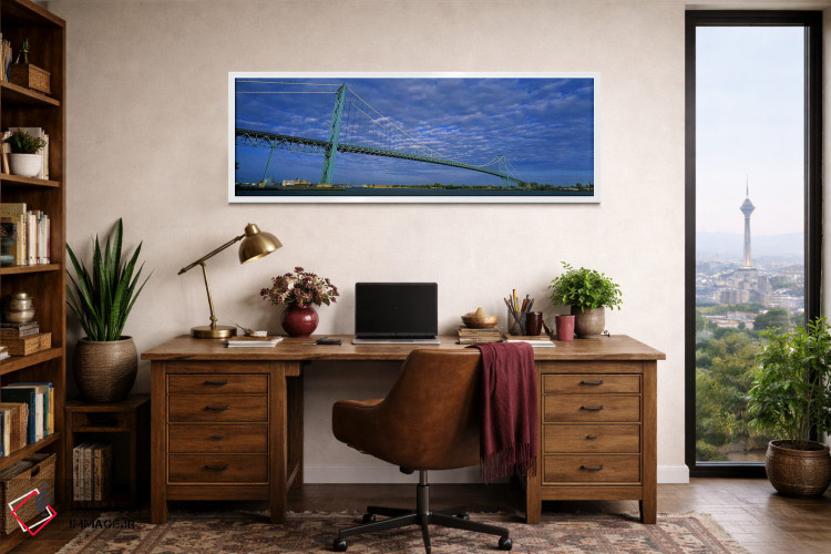تابلو دکوراتیو Ambassador Bridge, Detroit River, Detroit, Michigan, US… اثر پانورامیک ایمجز - D1W