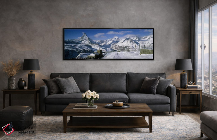تابلو دکوراتیو Matterhorn, Switzerland,گروهی از افراد در حال اسکی نزدی… اثر پانورامیک ایمجز - D6B