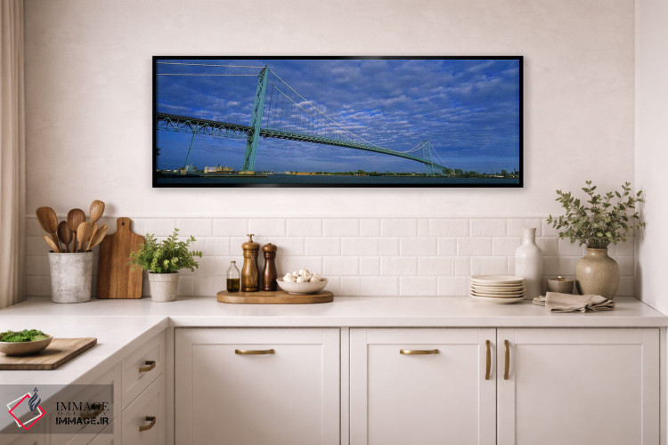 تابلو دکوراتیو Ambassador Bridge, Detroit River, Detroit, Michigan, US… اثر پانورامیک ایمجز - D2B