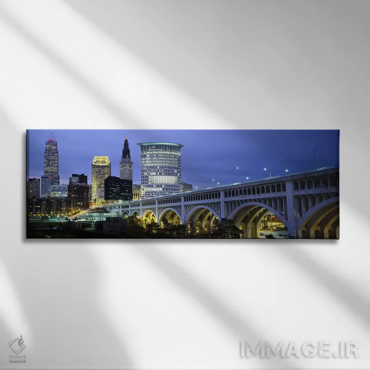 تابلو دکوراتیو Detroit Avenue Bridge, Cleveland, Ohio, USA,پل شهری روش… اثر پانورامیک ایمجز - نمای روبهرو روی دیوار