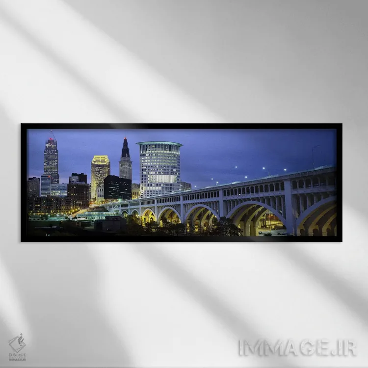 تابلو دکوراتیو Detroit Avenue Bridge, Cleveland, Ohio, USA,پل شهری روش… اثر پانورامیک ایمجز - نمای قابدار مشکی