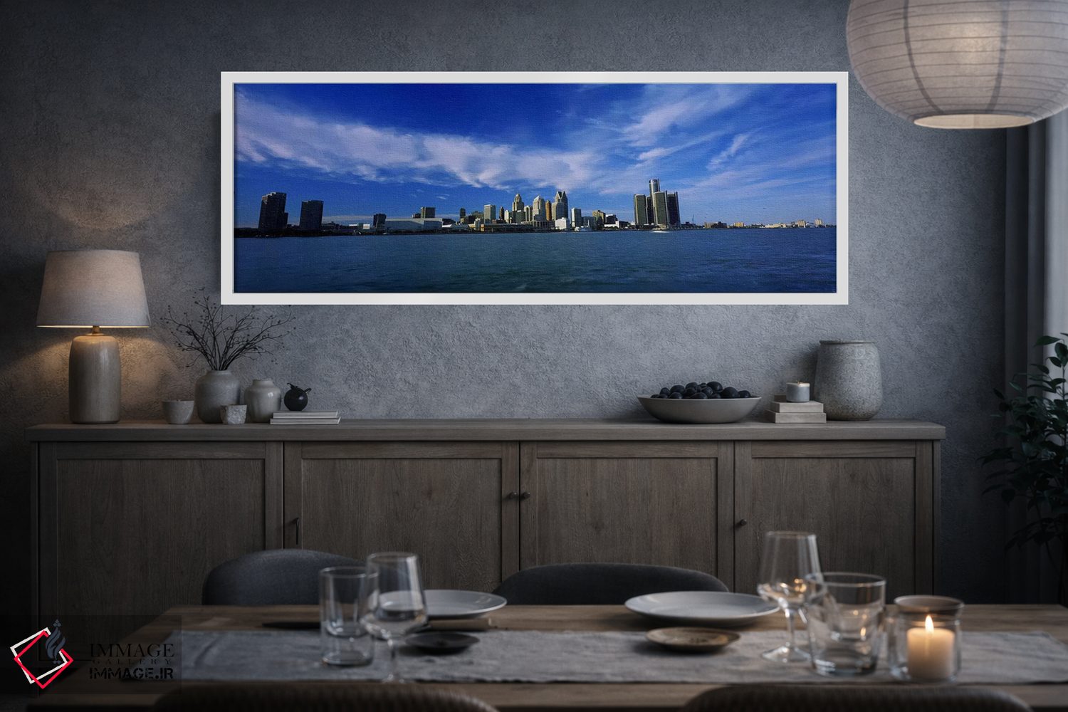 تابلو دکوراتیو Detroit, Michigan, USA #4,ساختمان ها در حاشیه آب، دیترو… اثر پانورامیک ایمجز - D3W