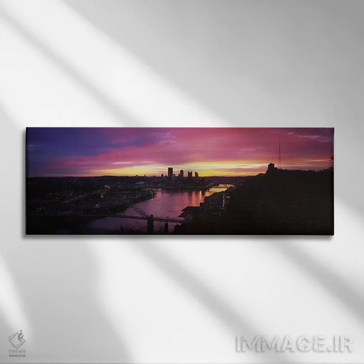 تابلو دکوراتیو Pittsburgh, Pennsylvania, USA,نمای بالا از شهر، پل وست… اثر پانورامیک ایمجز - نمای روبهرو روی دیوار
