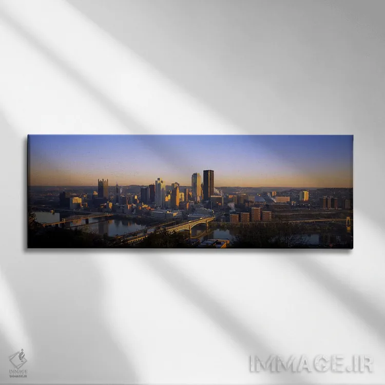 تابلو دکوراتیو Pennsylvania, USA,ساختمان ها در شهر هنگام سپیده دم، پیت… اثر پانورامیک ایمجز - نمای روبهرو روی دیوار