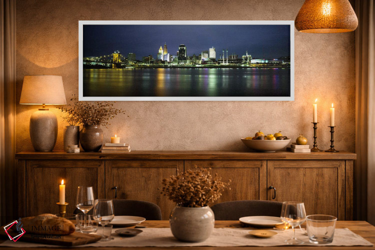 تابلو دکوراتیو lit up at nightOhio River, Cincinnati, Ohio, USA,ساختما… اثر پانورامیک ایمجز - D2W